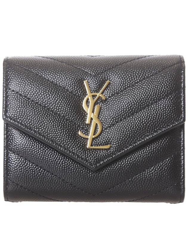 Monogram Cassandra Matelasse Half Wallet Black - SAINT LAURENT - BALAAN 2