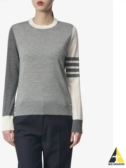 Women's Fun Mix 4 Bar Crew Neck Knit Top Grey - THOM BROWNE - BALAAN 2