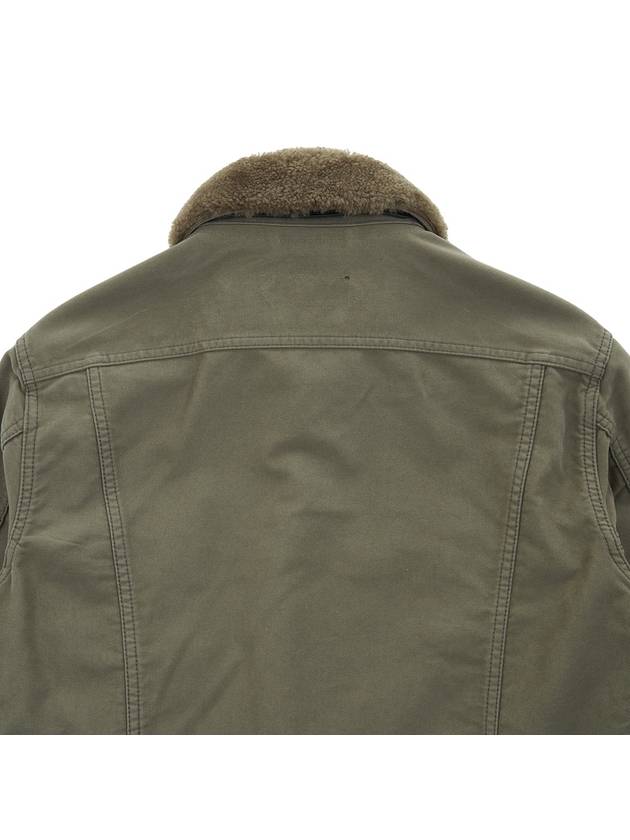 Men's Zipper Pocket Fur Collar Cotton Jacket Khaki - TOM FORD - BALAAN.