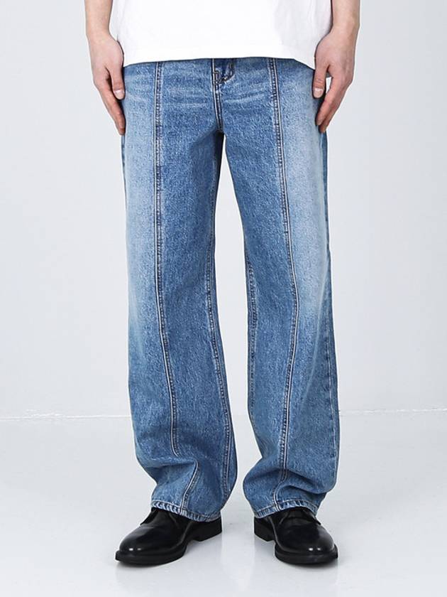 Wide Fit Front Seam Medium Washed Denim - KND - BALAAN 1