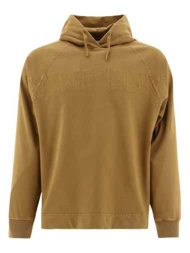 Men's Garment Dyed OLD Treatment Cotton Hoodie Brown - STONE ISLAND - BALAAN 1