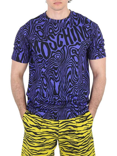 Men's Logo Print Short Sleeve T-Shirt Purple - MOSCHINO - BALAAN 2