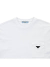 Triangle Logo Pocket Long Sleeve T Shirt White - PRADA - BALAAN 4