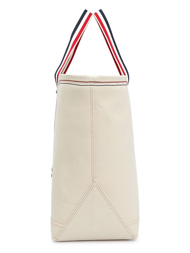 Double Face Cotton Canvas Tote Bag Off White - THOM BROWNE - BALAAN 4