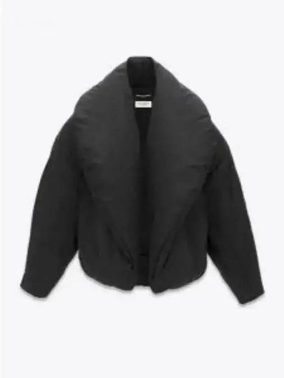 Cropped Puffer Silk Taffeta Jacket Black - SAINT LAURENT - BALAAN 2