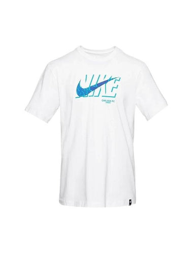 Chelsea Swoosh Short Sleeve T-Shirt White - NIKE - BALAAN 1