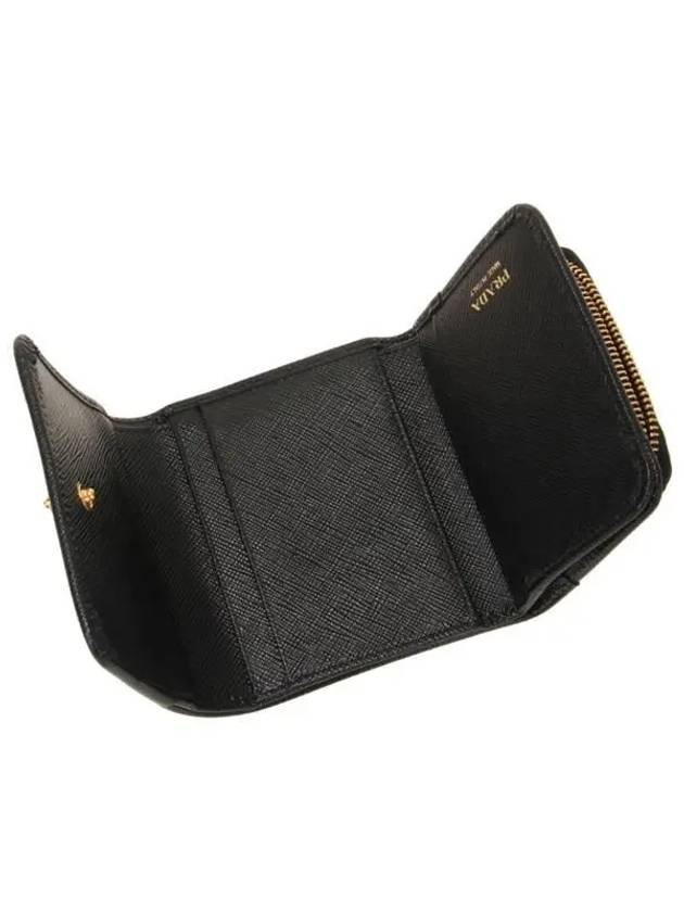 Saffiano Tri-Fold Leather Half Wallet Black - PRADA - BALAAN 5