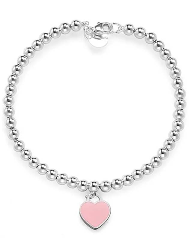 Mini Heart Bead Medium Bracelet Pink Silver - TIFFANY & CO. - BALAAN 4