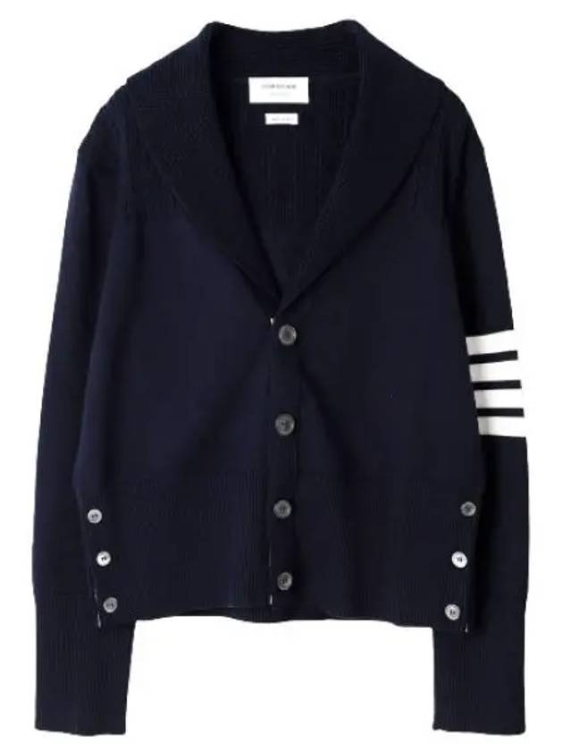 Men's Jersey Stitched Shawl Collar Cardigan Navy - THOM BROWNE - BALAAN 2