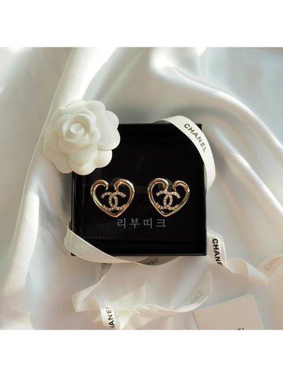 CC Logo Big Heart Crystal Earrings Gold - CHANEL - BALAAN 2