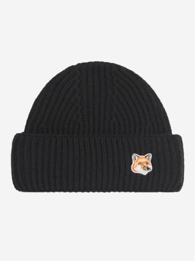 Fox Head Patch Ribbed Beanie Black - MAISON KITSUNE - BALAAN 3