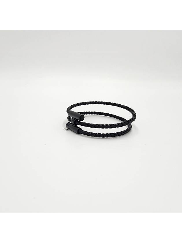 Tournis Tresse Leather Bracelet Noir - HERMES - BALAAN 3