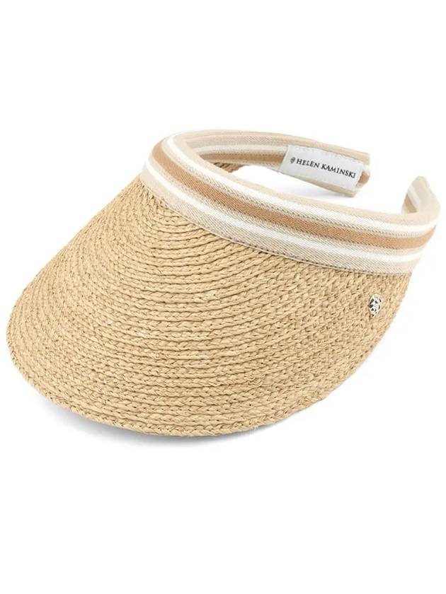 Bianca Visor Hat Natural Nougat Stripe - HELEN KAMINSKI - BALAAN.