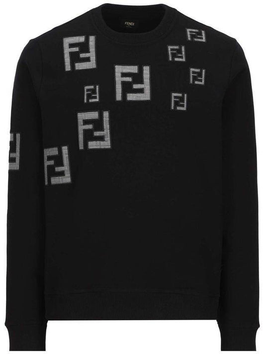 Men's FF Logo Jersey Sweatshirt Black - FENDI - BALAAN.