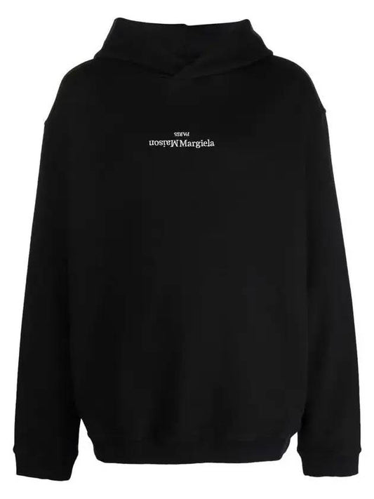 Riverse Embroidered Logo Hoodie Black - MAISON MARGIELA - BALAAN.