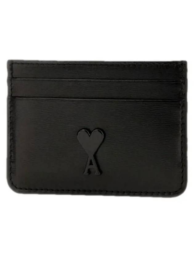 Heart Logo Leather Card Wallet Black - AMI - BALAAN 3