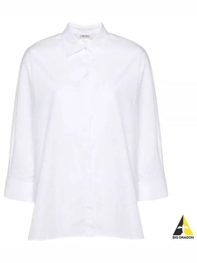 Delfina Crop Sleeve Cotton Shirt White - MAX MARA - BALAAN 2