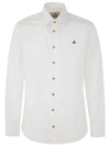 Men's Embroidered ORB Long Sleeve Shirt White - VIVIENNE WESTWOOD - BALAAN 2