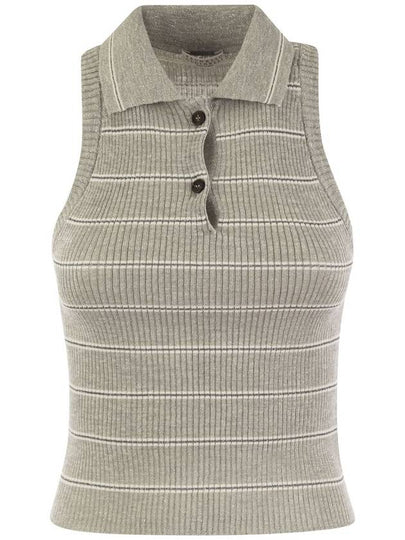 Sleeveless Ribbed Polo Shirt - BRUNELLO CUCINELLI - BALAAN 2