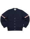 Milano Stitch Sprite Armband Cotton V-neck Cardigan Navy - THOM BROWNE - BALAAN 2