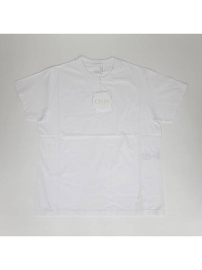 Embroidered Back Logo Cotton Short Sleeve T-Shirt White - CHLOE - BALAAN 2