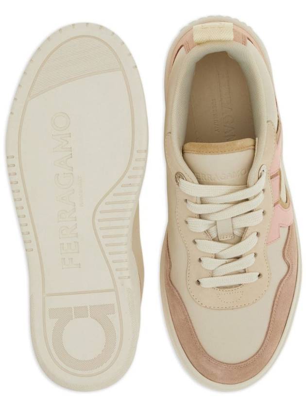 Gancini Leather Low Top Sneakers Pink - SALVATORE FERRAGAMO - BALAAN 4