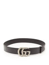 GG Marmont Vintage Silver Logo Buckle Grained Leather Belt - GUCCI - BALAAN 2