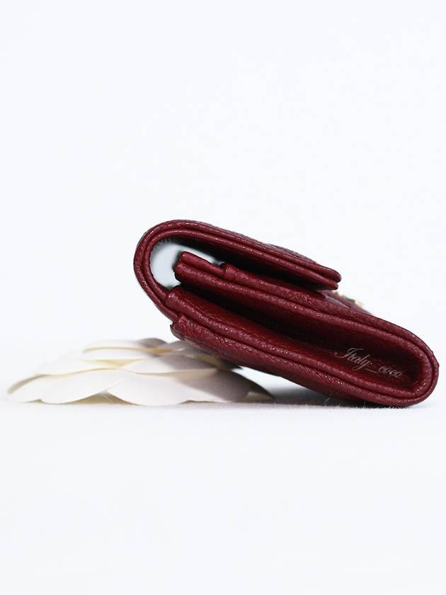 Classic Card Holder Grained Shiny Calfskin Gold Metal Burgundy - CHANEL - BALAAN 6