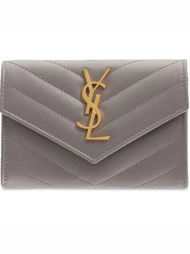 Monogram Envelope Quilting Small Half Wallet Grey - SAINT LAURENT - BALAAN 2