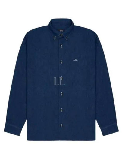 Mathias Embroidered Logo Long Sleeve Shirt Dark Blue - A.P.C. - BALAAN 2