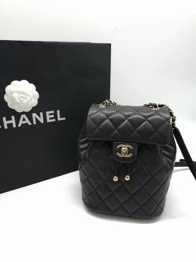 Shiny Grained Calfskin Gold Metal Backpack Black - CHANEL - BALAAN 2