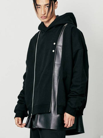 Front Double Zipper Hoodie Black - S SY - BALAAN 1