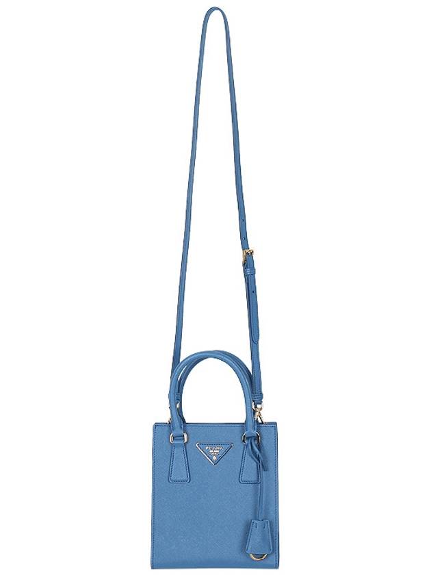 Triangular Logo Saffiano Leather Tote Bag Blue - PRADA - BALAAN 4