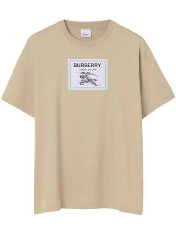 Men's Prosum Label Cotton Oversized Short Sleeve T-Shirt Soft Fawn - BURBERRY - BALAAN 1