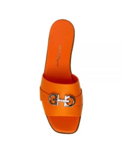 Gancini Leather Slippers Orange - SALVATORE FERRAGAMO - BALAAN 2