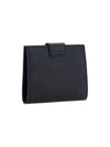 Triangle Logo Saffiano Leather Half Wallet Black - PRADA - BALAAN 3