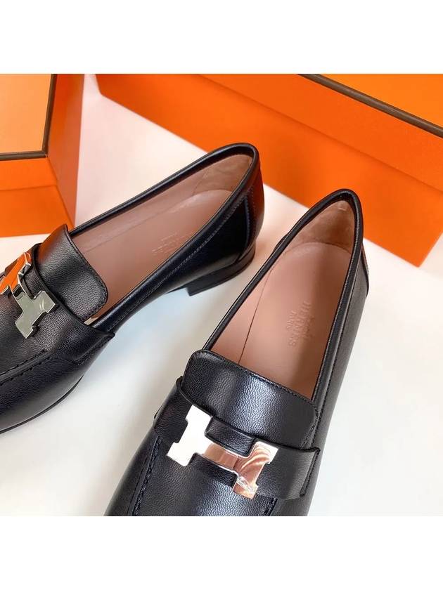 Paris Loafers Goatskin Palladium Noir - HERMES - BALAAN 5