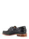 Men's Vitello Calf Leather Boat Shoes Black - THOM BROWNE - BALAAN 4