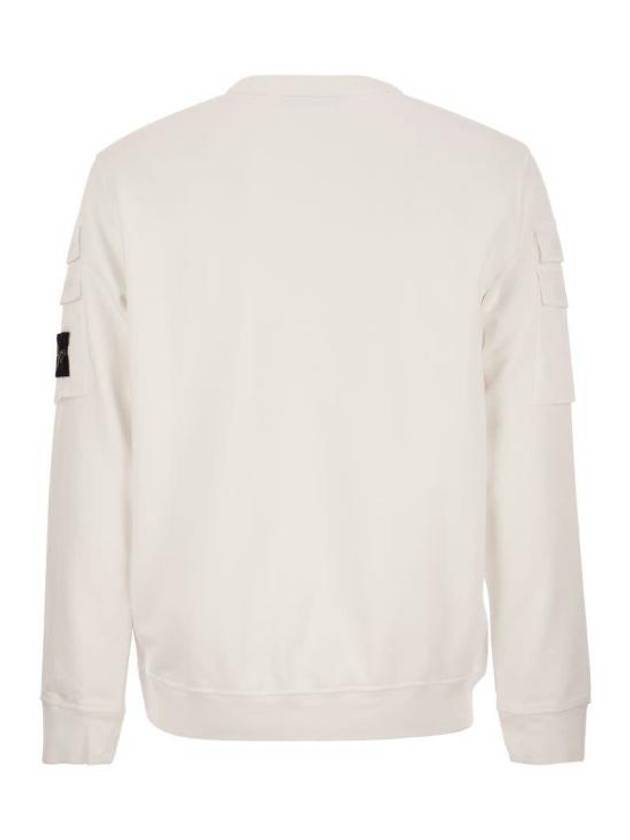 Men's Wappen Patch Cargo Pocket Sweatshirt White - STONE ISLAND - BALAAN 3