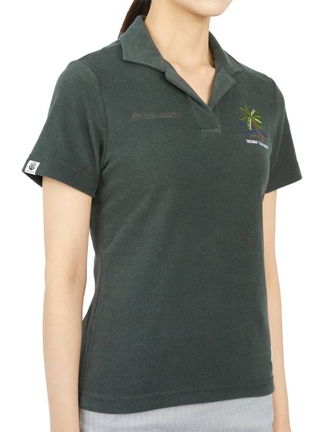 Women's Golf Montrose Short Sleeve PK Shirt Charcoal - HORN GARMENT - BALAAN 4