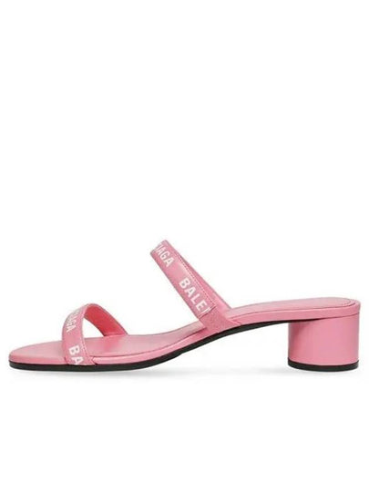 Logo Strap Round Sandal Heels Pink - BALENCIAGA - BALAAN 2