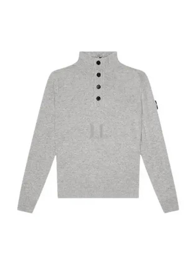 Wappen Patch Half Button Lambswool Knit Top Grey - STONE ISLAND - BALAAN 2