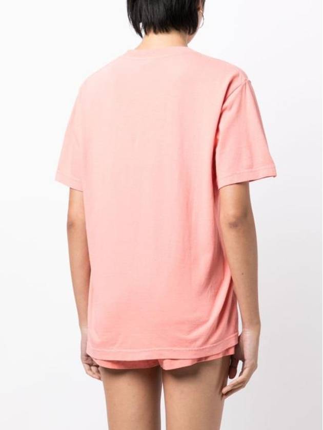 Logo Print Short Sleeve T-Shirt Salmon White Pink - SPORTY & RICH - BALAAN 4