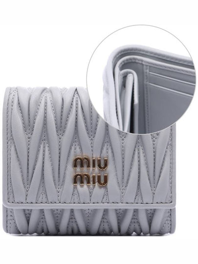 Matelasse Logo Nappa Leather Half Wallet Grey - MIU MIU - BALAAN 2