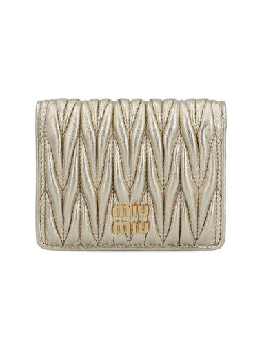 Matelasse Leather Half Wallet Gold - MIU MIU - BALAAN 1