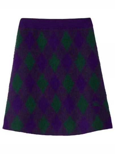 Argyle Wool A-Line Skirt Purple - BURBERRY - BALAAN 2