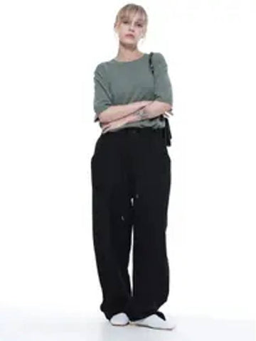 LSSWP BK Linen Slit String Wide Pants Black - CHANCE'S NOI - BALAAN 1