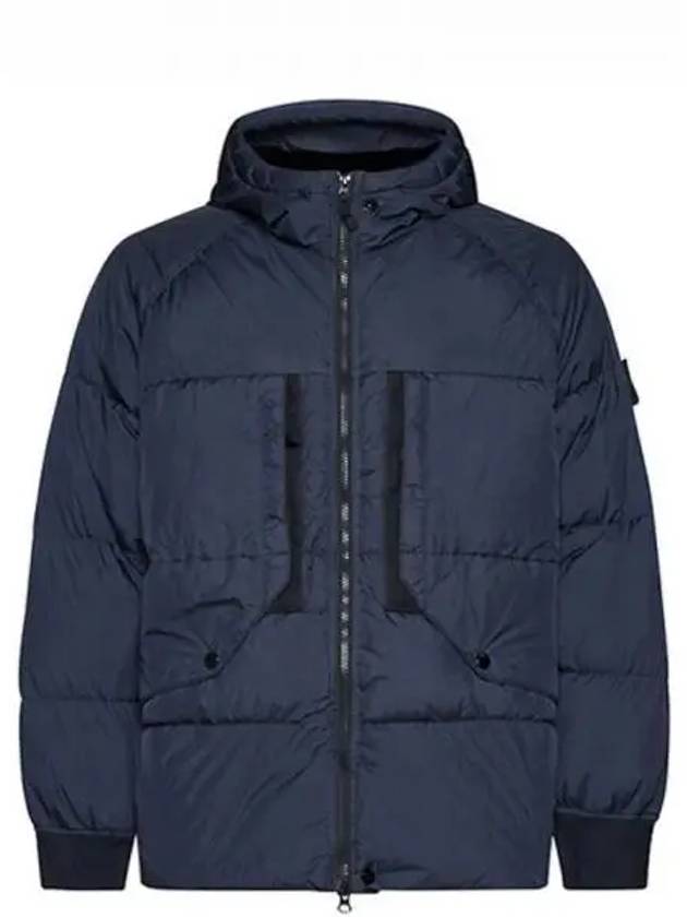 Garment Dyed Crinkle Reps Recycled Nylon Hoodie Padding Navy - STONE ISLAND - BALAAN 2