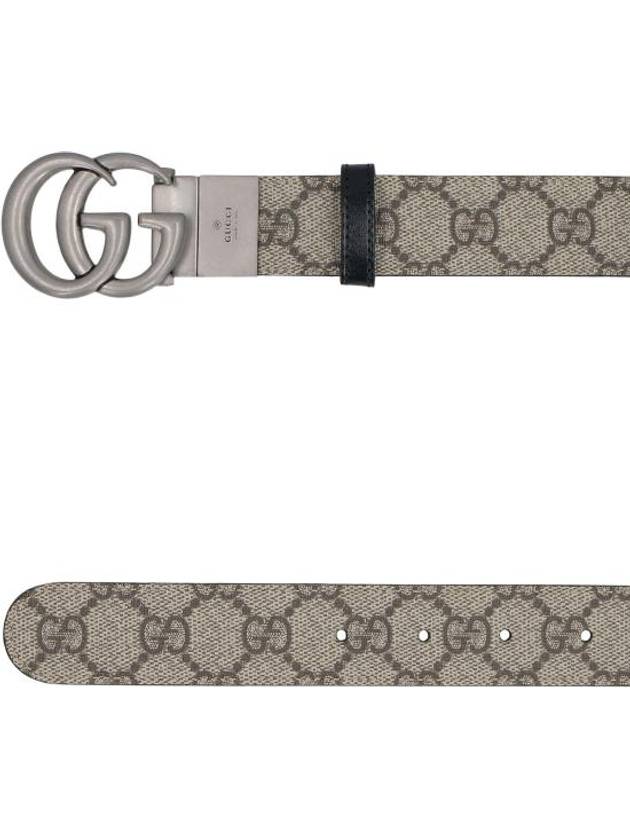 GG Marmont Silver Reversible Thin Belt Beige - GUCCI - BALAAN 4