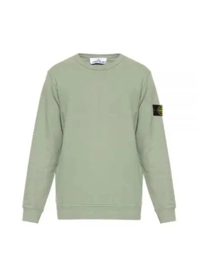 Brushed Cotton Fleece Garment Dyed Crewneck Sweatshirt Sage Green - STONE ISLAND - BALAAN 2